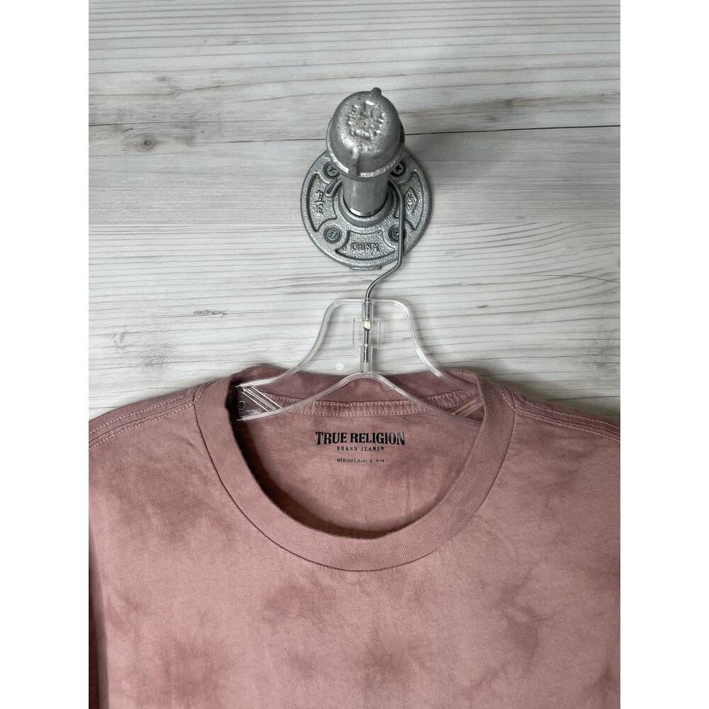 True Religion Shirt Mens Medium Pink Tie Dye TRLGN Halo Crew Neck Tee Graphic - Picture 2 of 10